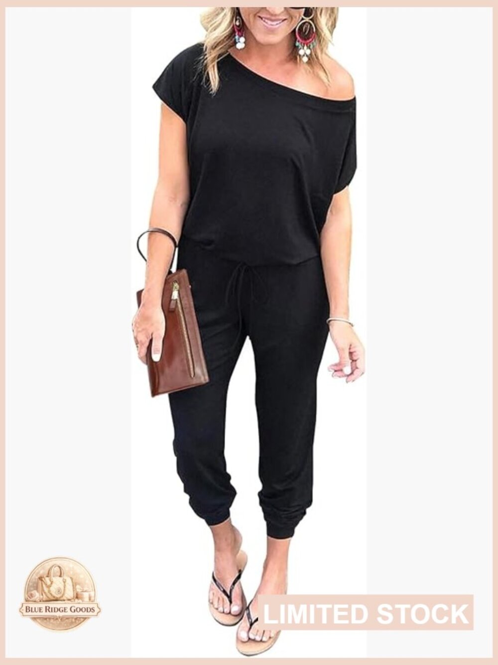 Off Shoulder Jumpsuit Loose Long Pants Romper Summer Beach Vacation Travel